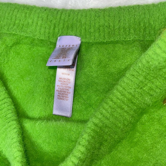 Rihanna Fenty Savage Fuzzy Bikini Lounge Set with Long Cardigan Green Lime Med M - Picture 4 of 6